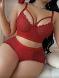 Plus Size Women Sexy Lace Patchwork Bra Shorts Lingerie Two-Piece Set