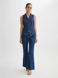 Women Sleeveless Denim Vest and Wide-Leg Pants Two-Piece Set