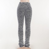 Fashion Casual High Waist Striped Slim Fit Long Pants