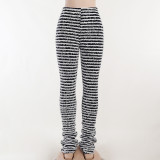 Fashion Casual High Waist Striped Slim Fit Long Pants