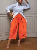 Casual Solid Wide Leg Pants