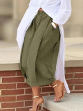 Casual Solid Wide Leg Pants