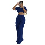 Women's Fashion Casual Solid Textured Two-Piece Pants Set