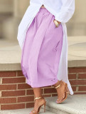 Casual Solid Wide Leg Pants