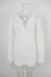 Women Spring Solid Ring Buckle Casual Long-Sleeve Dress