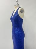 Women Halter Neck Sleeveless Backless Sequin Party Mermaid Evening Dress