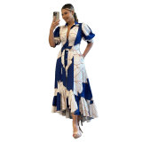 Irregular High Waist Chic Printed Long Dress
