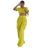 Women's Fashion Casual Solid Textured Two-Piece Pants Set