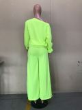 Women's Sexy Casual Solid Round Neck Lace-Up Sleeve Two-Piece Pants Set