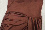 Women Solid Lace-Up Round Neck Sexy Bodycon Dress