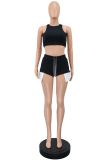 Women's Summer Sleeveless Tank Top and ide Slit Drawstring Shorts Two-Piece Set
