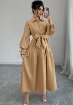 Women's Chic Fashion Tie-Up Long Sleeve Puff Sleeve Dress Women's Chic Fashion Tie-Up Long Sleeve Puff Sleeve Dress