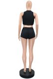 Women's Summer Sleeveless Tank Top and ide Slit Drawstring Shorts Two-Piece Set