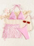 Women Bikini Sequin Lace-Up Swimsuit Three-Piece