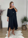 Plus Size Women Summer Elegant Solid Dress Two-Piece Set