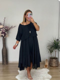 Plus Size Women Summer Elegant Solid Dress Two-Piece Set