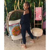 Women's Comfortable Style One-Shoulder Bat Sleeve Two-Piece Pants Set