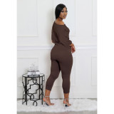 Women's Comfortable Style One-Shoulder Bat Sleeve Two-Piece Pants Set