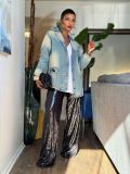 Washed Distressed Denim Blazer Jacket