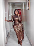 Women's Shiny Snake Print African Formal Dress