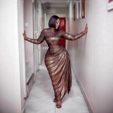 Women's Shiny Snake Print African Formal Dress