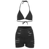 Women's Solid Cut-Out Two-Piece Bikini Swimsuit