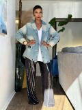 Washed Distressed Denim Blazer Jacket