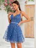 Women's Sleeveless Strap Slim Waist Flared Mini Party Dress