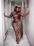 Women's Shiny Snake Print African Formal Dress