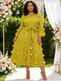 Women's Plus Size African Pleated Shiny Luxury Long Dress