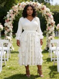 Women's Plus Size African Pleated Shiny Luxury Long Dress