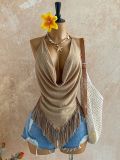 Women's Casual Halter Neck Low Back Tie Sleeveless Tank Top