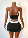 Women's Fashion Colorblock Casual Tank Top and Shorts Two-Piece Set
