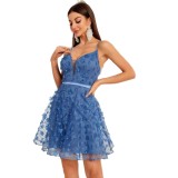 Women's Sleeveless Strap Slim Waist Flared Mini Party Dress