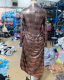 Women's Shiny Snake Print African Formal Dress