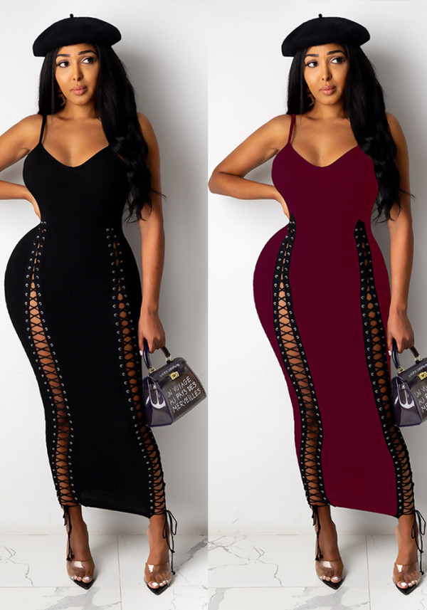 Women's Sexy Strap V-Neck Club Mini Dress
