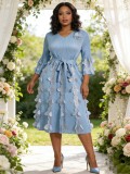 Women's Plus Size African Pleated Shiny Luxury Long Dress