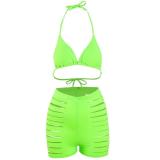 Women's Solid Cut-Out Two-Piece Bikini Swimsuit