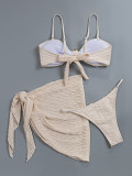 Women's Fashion Sexy Striped Three-Piece Bikini Swimsuit Set