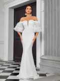 Women Formal Party Mermaid French Shawl Evening Dress