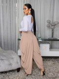Women's Casual Sexy Solid Color Pleated Bubble Pants