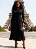 Plus Size African Women Pleated Ruffle Edge Dress