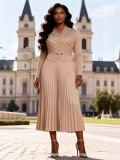 Plus Size African Women Pleated Beaded Elegant Maxi Dress