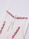 Halter Neck Lace-Up Patchwork Sexy Low Back Slim Waist Ruched A-Line Mini Dress