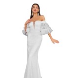 Women Formal Party Mermaid French Shawl Evening Dress