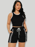 Women's Casual Fashion Tank Top and Side Stripe Drawstring Pocket Shorts Two-Piece Set