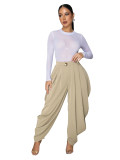 Women's Casual Sexy Solid Color Pleated Bubble Pants
