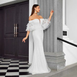 Women Formal Party Mermaid French Shawl Evening Dress