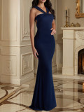 Sexy Slim Fit Halter Neck Lace-Up Low Back Evening Gown