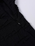 Sexy Textured Halter Neck Low Back V-Neck Slim Fit Holiday Long Dress